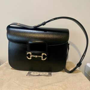 Authentic Gucci Horsebit 1955 Shoulder Bag - Black